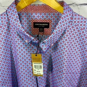 NWT JOHNSTON & MURPHY BUTTON DOWN SHORT SLEEVE DRESS SHIRT MEN’S SZ XXXL